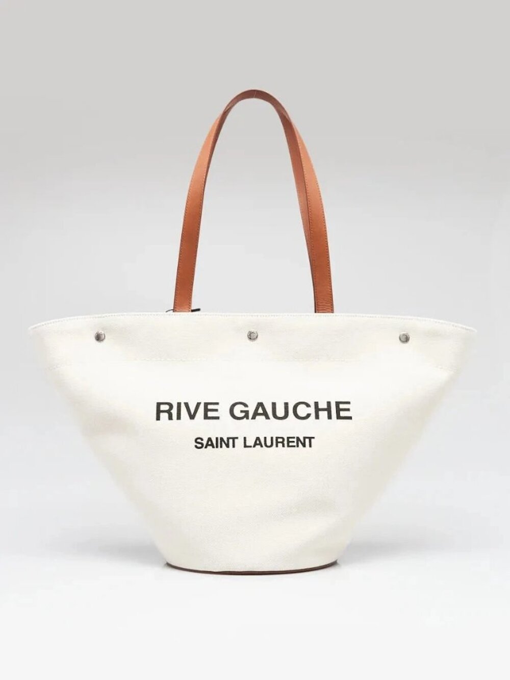 Yves Saint Laurent Natural Linen And Leather Rive Gauche Tote Bag